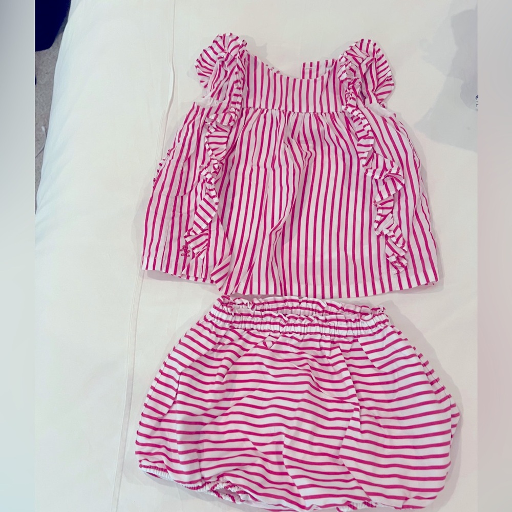 Ralph Lauren Two Piece Set, 12M, Pink & White Stripes